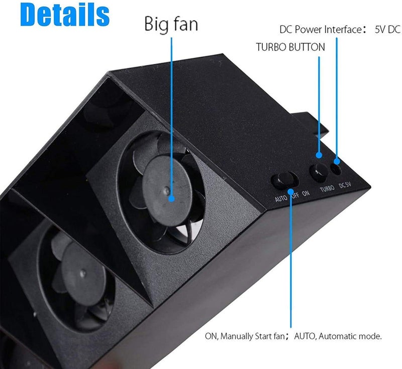 Linkhood Cooling Fan for PS4, USB External Cooler 5 Fan Turbo Temperature Control Cooling Fans for Sony PlayStation 4 Gaming Console (for PS4 ONLY) - Image 5